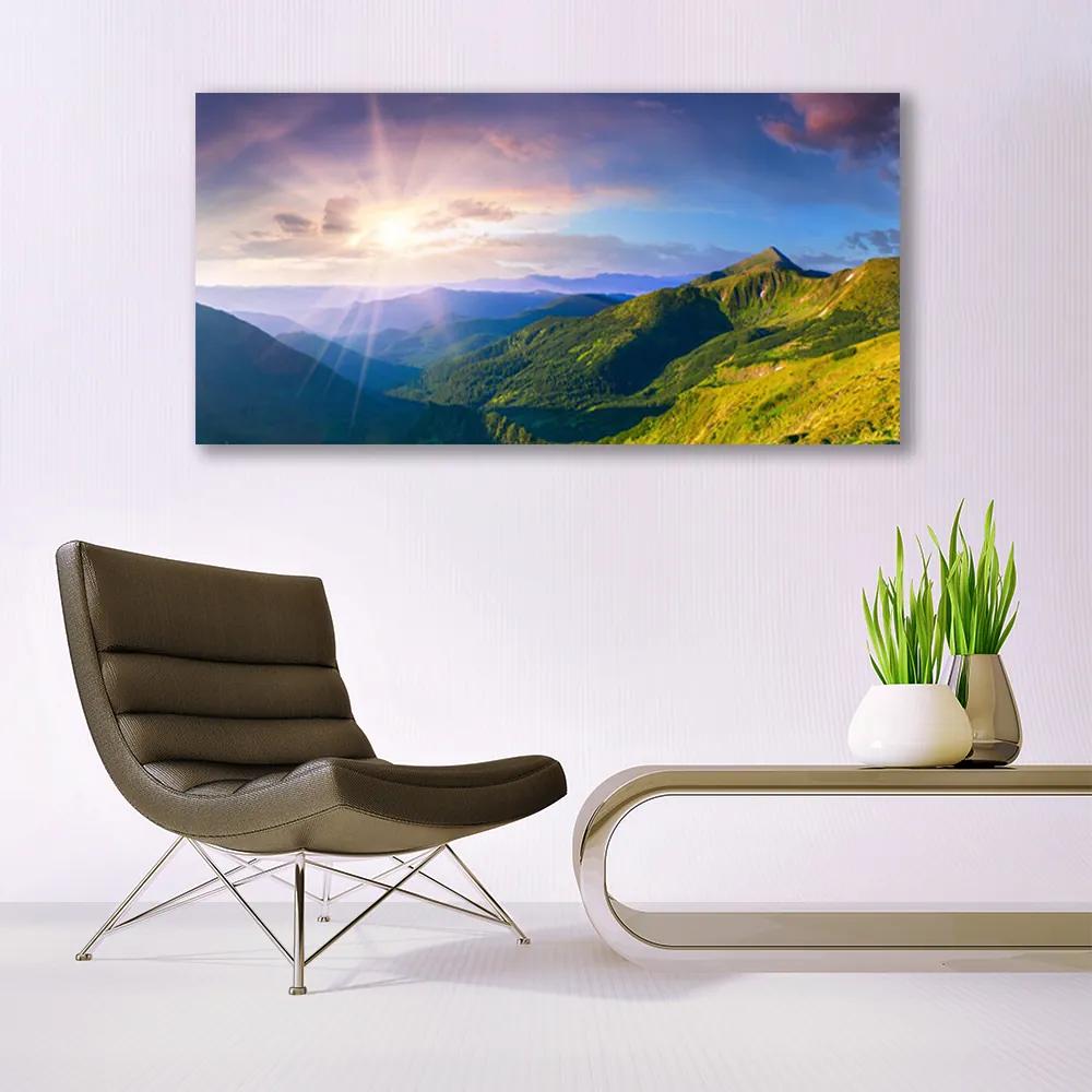 Obraz plexi Hora lúka slnko krajina 120x60 cm
