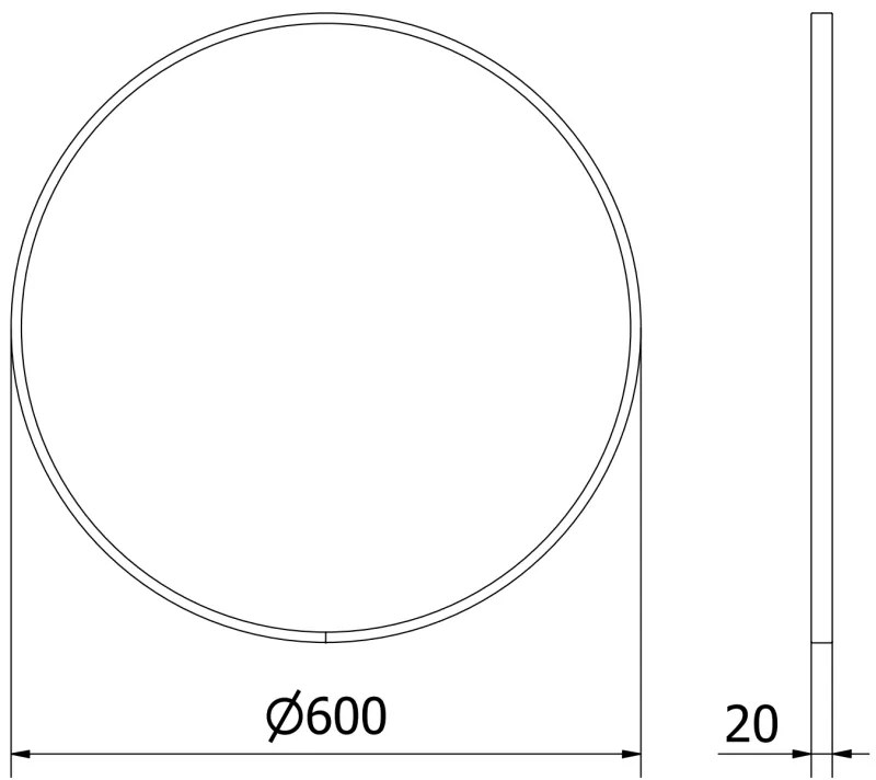 Mexen Loft, okrúhle kúpeľňové zrkadlo 60 cm, farba rámu brúsená oceľ, 9850-060-060-000-10