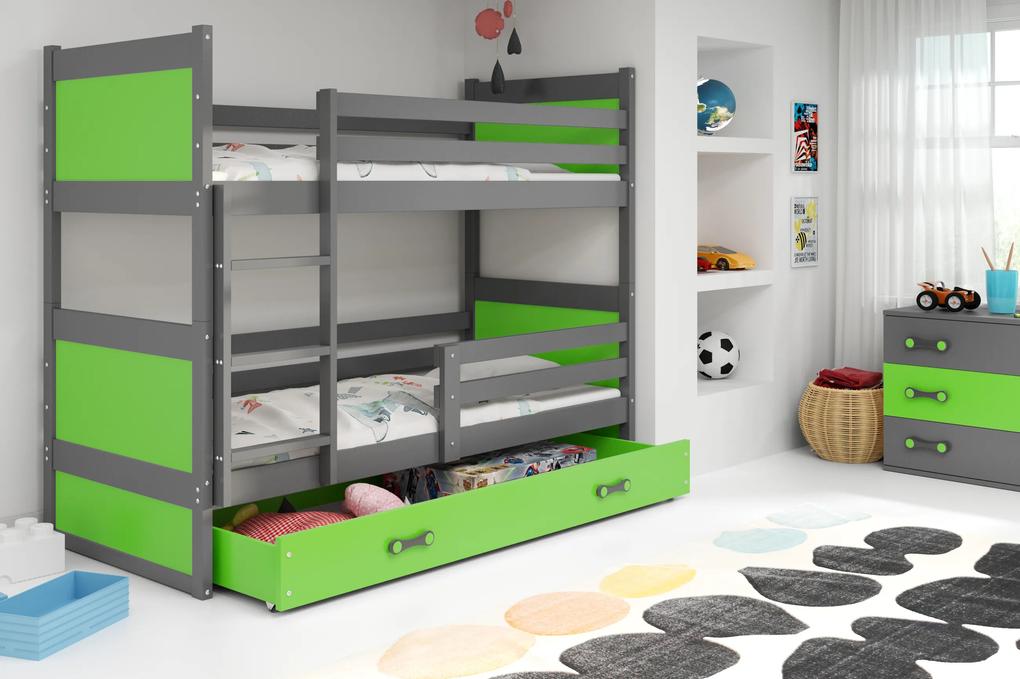 Poschodová posteľ RICO 2 - 160x80cm - Grafitový - Zelený