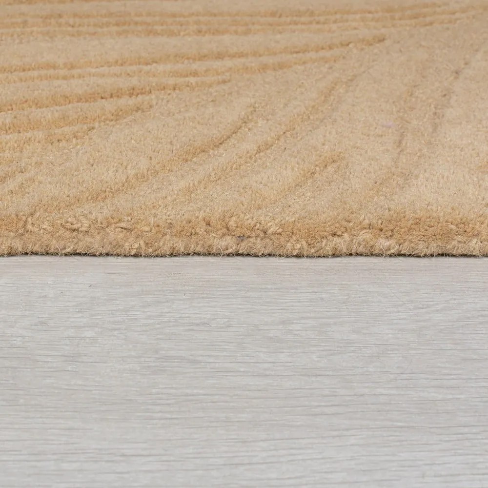 Svetlohnedý vlnený koberec Flair Rugs Lino Leaf, 160 x 230 cm