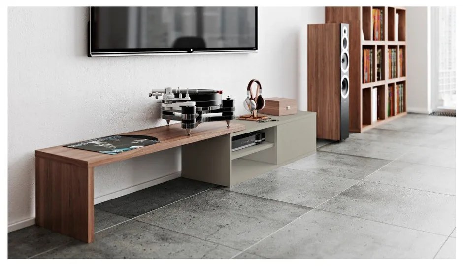 Sivý variabilný televízny stolík s orechovou dyhou TemaHome Move