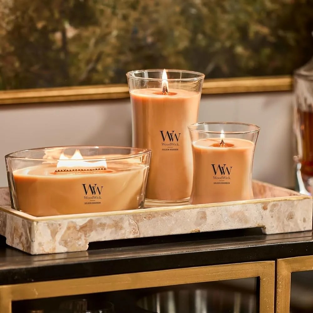 Voňavá sviečka WoodWick Large Vase Golden Bourbon,609 g