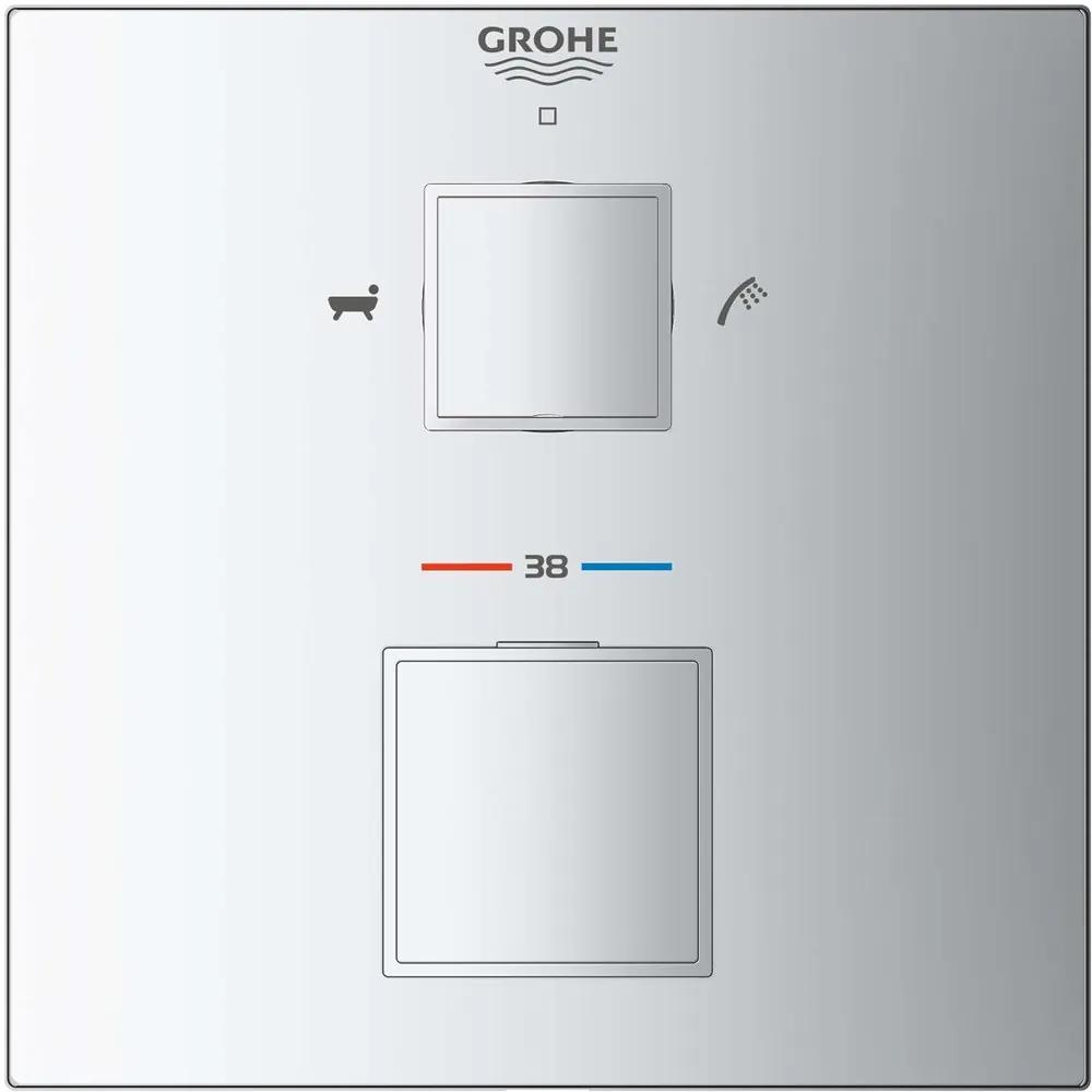 GROHE Grohtherm Cube termostatická batéria pod omietku, pre 2 výstupy, s uzatváracím/prepínacím ventilom, chróm, 24155000