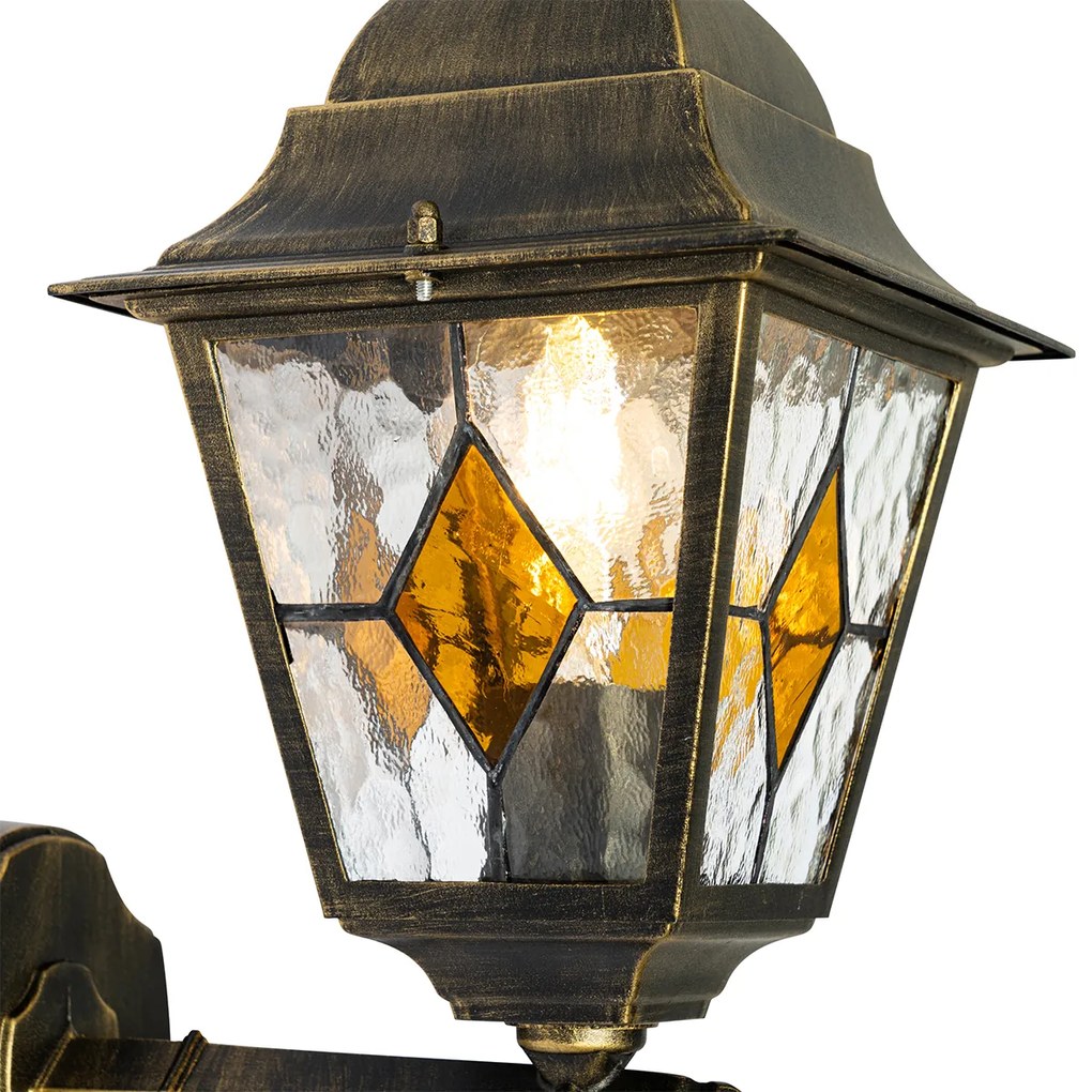 Vintage vonkajšia nástenná lampa starožitná zlatá - Antigua Up