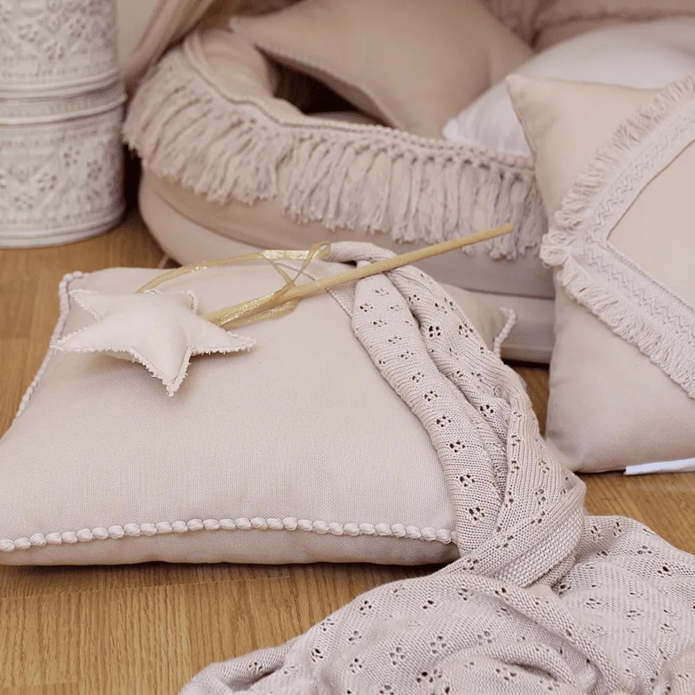 Boho vankúš s bublinkami púdrovo ružový 44x44 cm