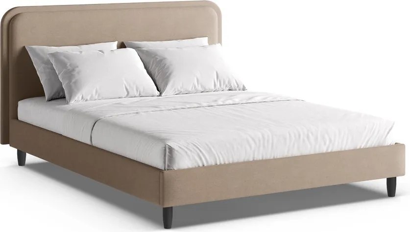 Sivobéžová čalúnená dvojlôžková posteľ s roštom 180x200 cm Aveline – Micadoni