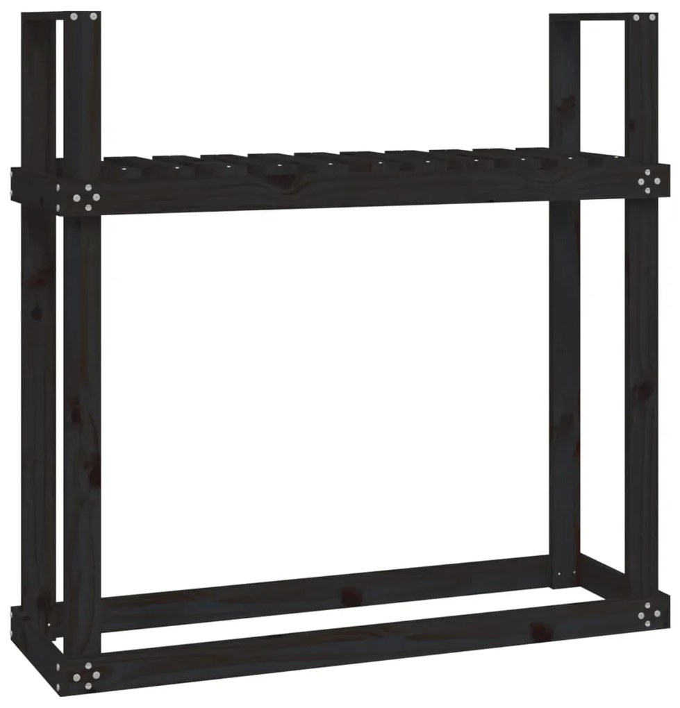 Stojan na palivové drevo čierny 110x35x108,5cm masívna borovica