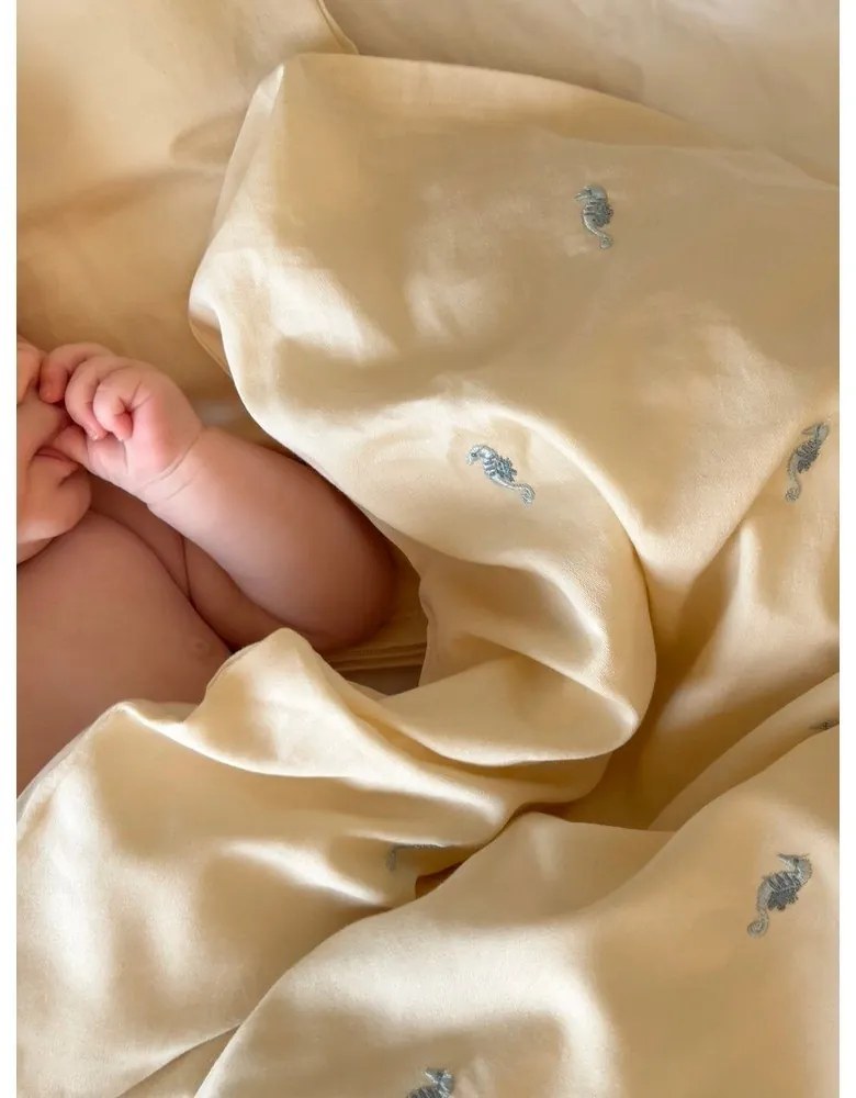 Svetložltá detská obliečka do postieľky z Bio bavlny 70x100 cm Sea Garden – Cam Cam Copenhagen