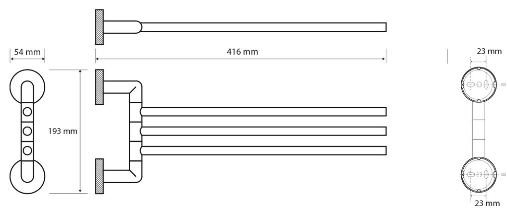 Sapho Sapho, LARISSA trojitý držiak uterákov otočný 350mm, čierna/medená matná, WS022BC