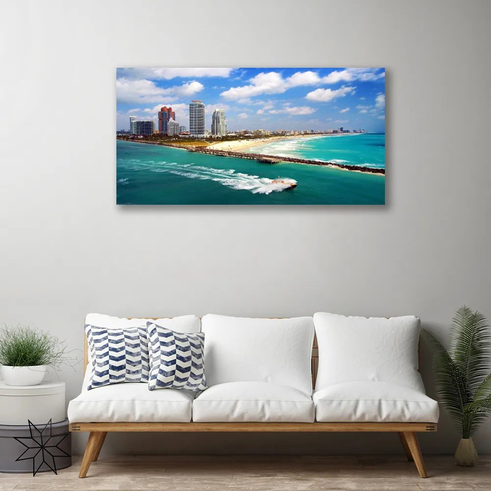 Obraz na plátne More pláž mesto krajina 120x60 cm