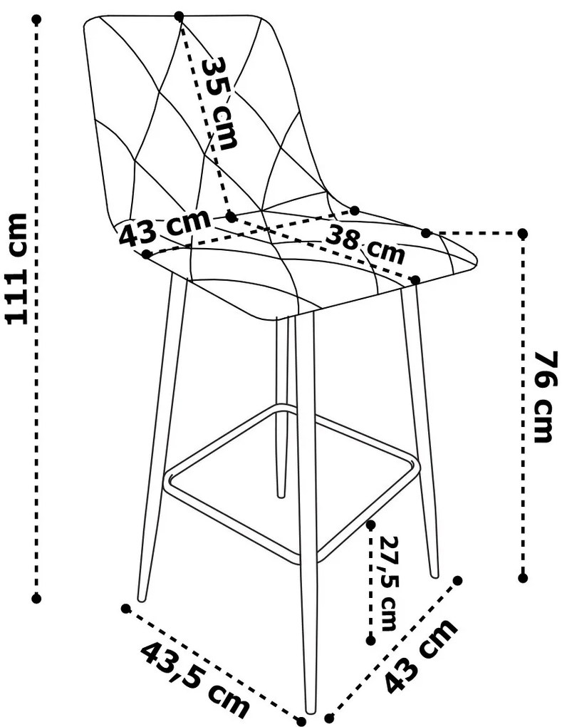 Barová stolička KINGSTON sivá