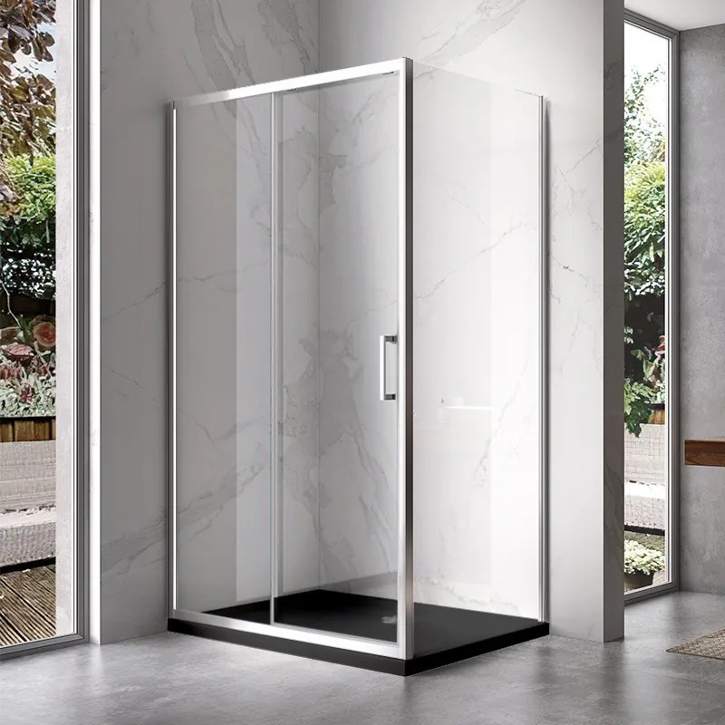 BPS-koupelny Obdĺžnikový sprchovací kút HYD-OK104C 120x90 chróm/transparent + vanička HYD-OSV-ST04C čierna