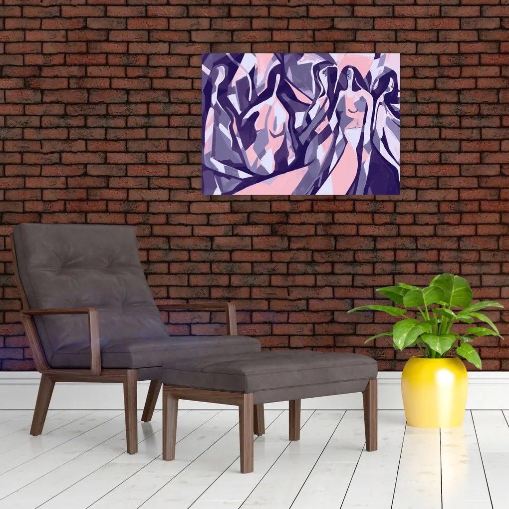 Sklenený obraz - Abstraktné ženy (70x50 cm)