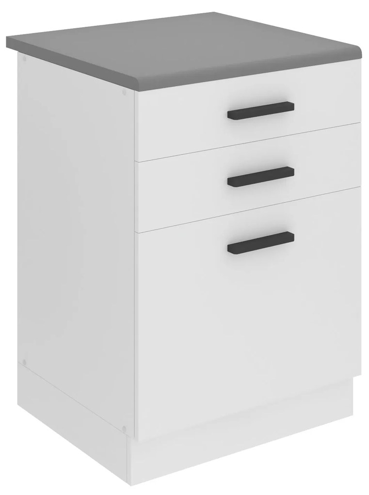 Kuchynská skrinka Belini Premium Full Version spodná so zásuvkami 60 cm biely mat s pracovnou doskou
