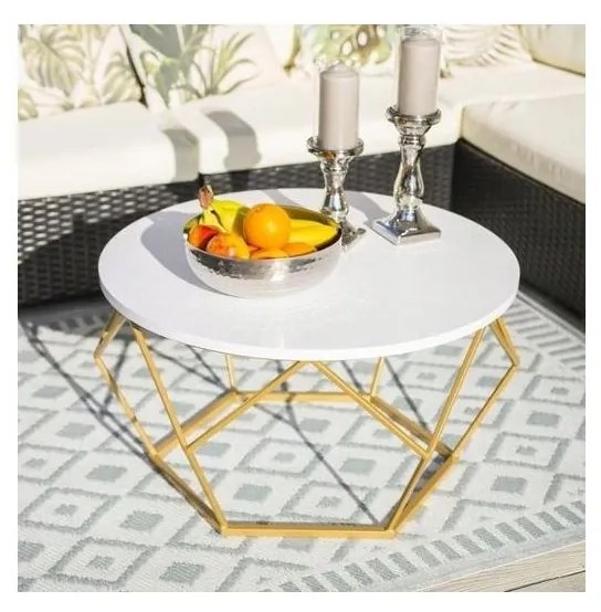 Konferenčný stolík DIAMOND 40x70 cm zlatá/biela