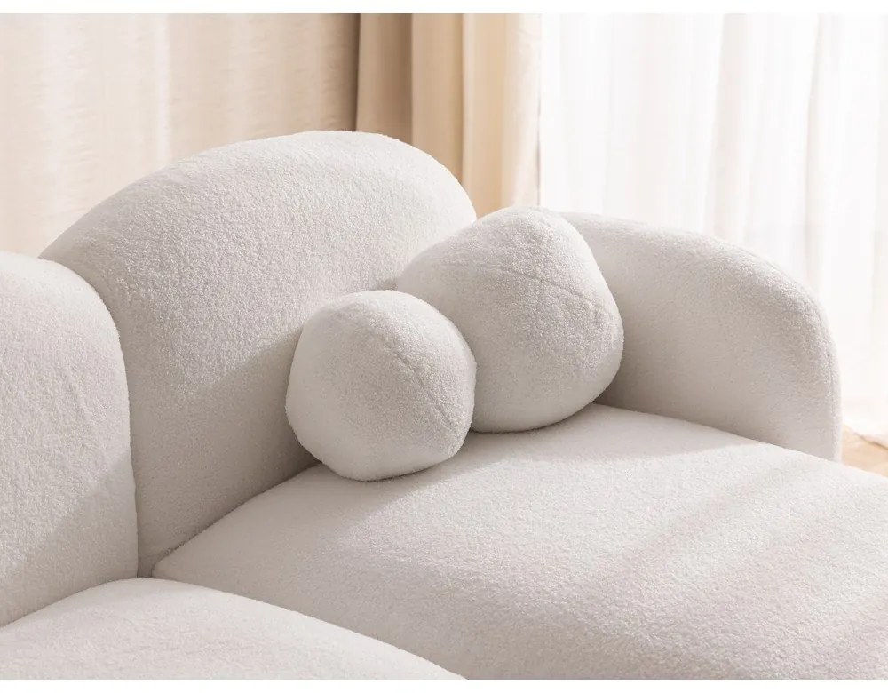 Krémovobiela rohová pohovka z textílie buklé (pravý roh/s leňoškou) Orbit – Ropez