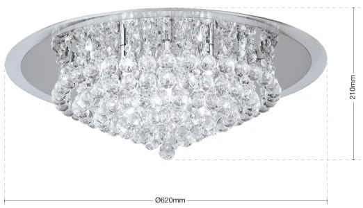 Orion DLU 2378/9/62-Krištáľové str. svietidlo GLORIA 9xG9/40W/230V pr.62 cm chróm