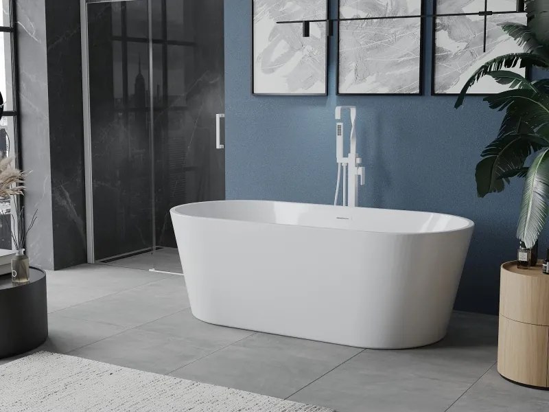 Mexen Luna, voľne stojaca vaňa 150 x 75 cm, biela, biely prepad, 52031507500-20