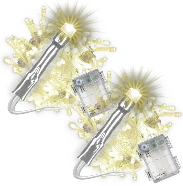 Sada vianočných LED reťazí, 100 LED, teplá biela, 2 ks