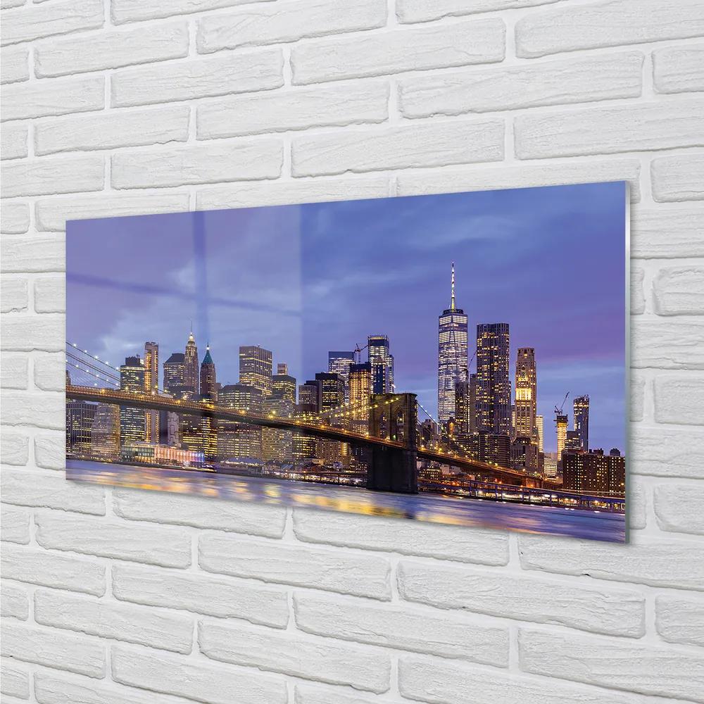Sklenený obraz Sunset bridge river 140x70 cm
