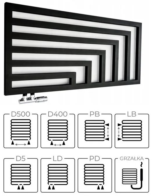 Regnis Kreon Zenit, vykurovacie teleso 1000x550 mm, 541W, čierna matná, KZ100/55/PD/PG/BLACK