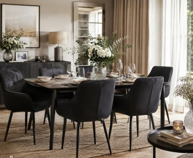 Jedálenská stolička ALMA zamatová, čierna