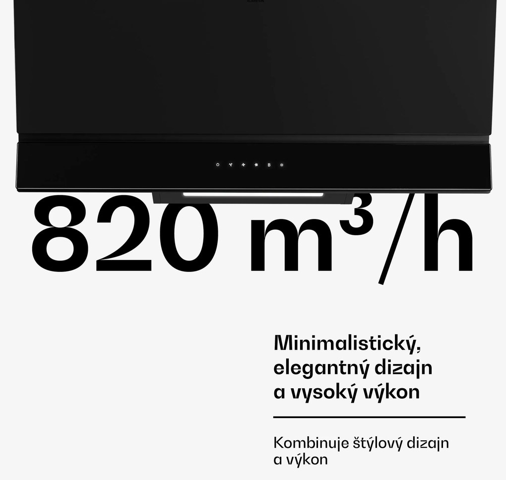 Klarstein Velaire digestor | Elegantný, minimalistický, výkonný | Trieda energie A++ | 820 m³/h | 90 cm