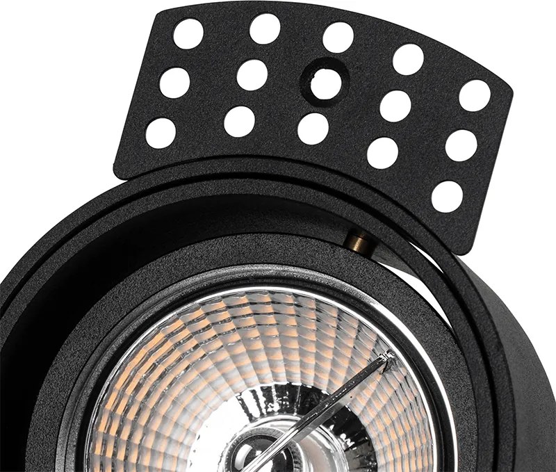 Sada 6 moderných zapustených bodových svetiel čierna bezrámová - Impact 70