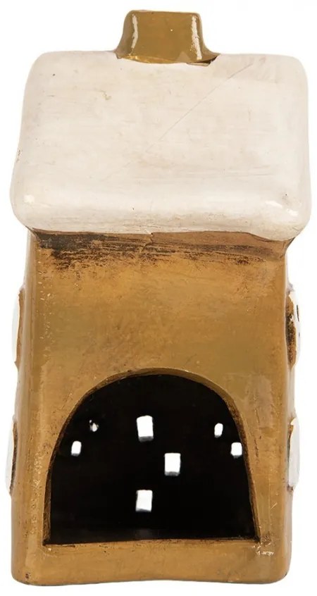 Tealight Holder House 8x7x15 Cm Brown Ceramic - 8.0 cm