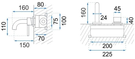 REA-B8652 - Umývadlová batéria pre podomietkovú inštaláciu LUNGO brúsená zlatá
