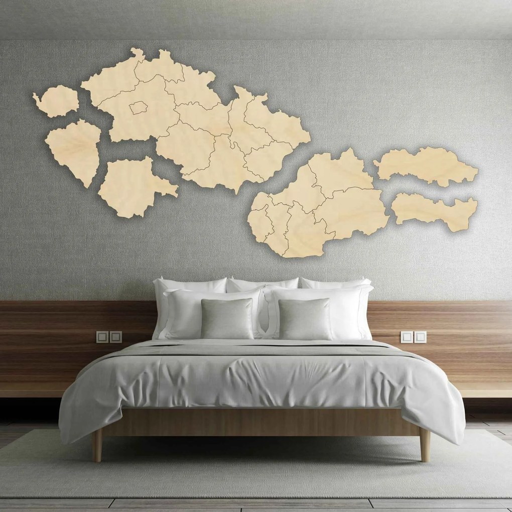 Drevená mapa Československej republiky - Zemepis: HDF - Orech 40 x 23 cm 4403-84131 HDF-M011