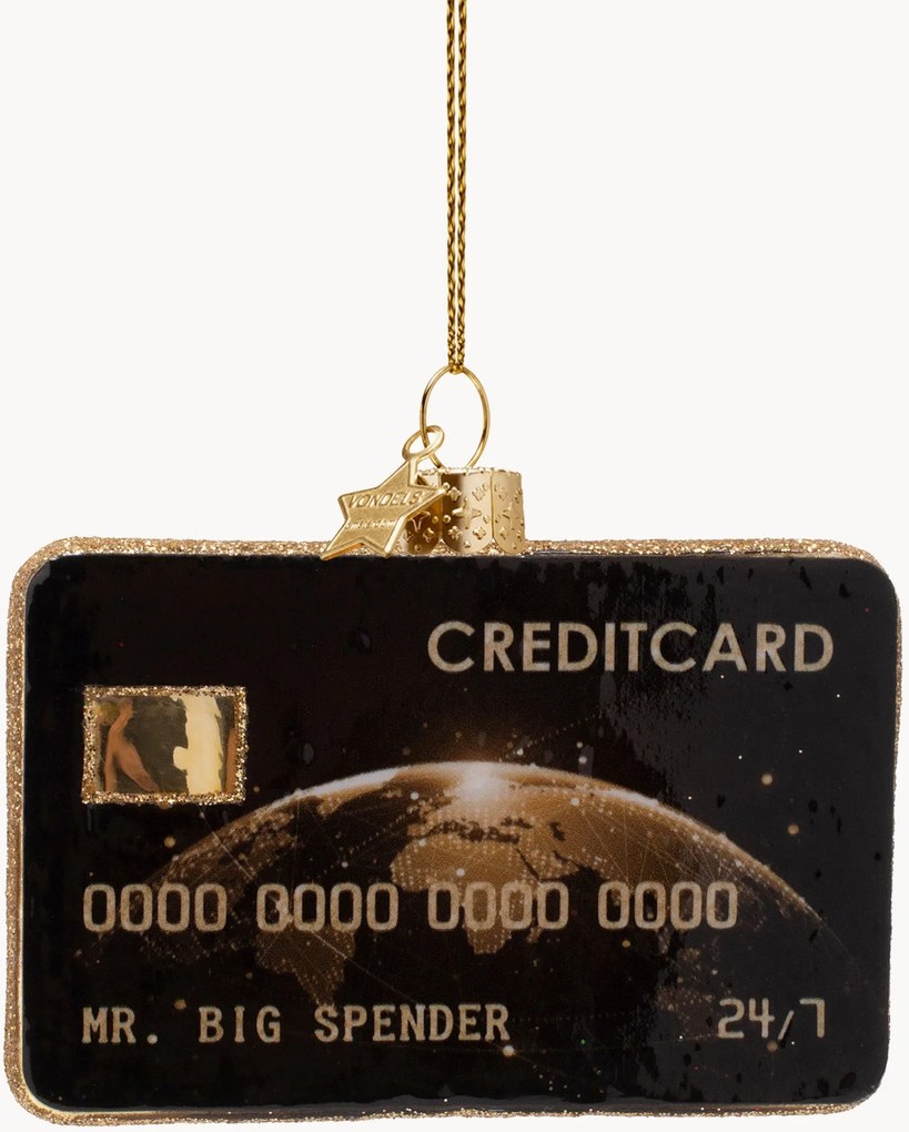 Ručne fúkaná vianočná ozdoba Credit Card