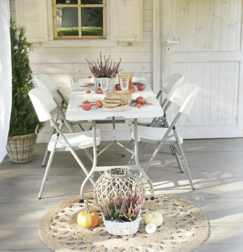 Cateringový skladací set Vivas 1+10 244x75 cm - sivá / biela