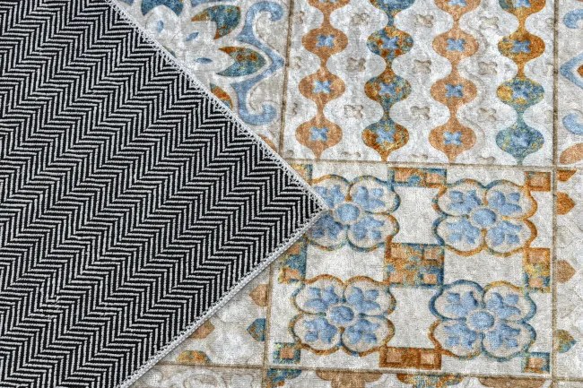 Protišmykový koberec / behúň ANDRE 53010 béžový / modrý