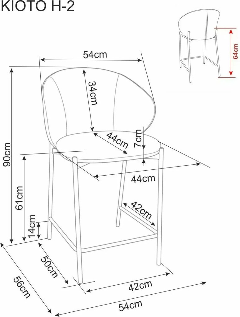 Barová stolička KIOTO, orech/béžová
