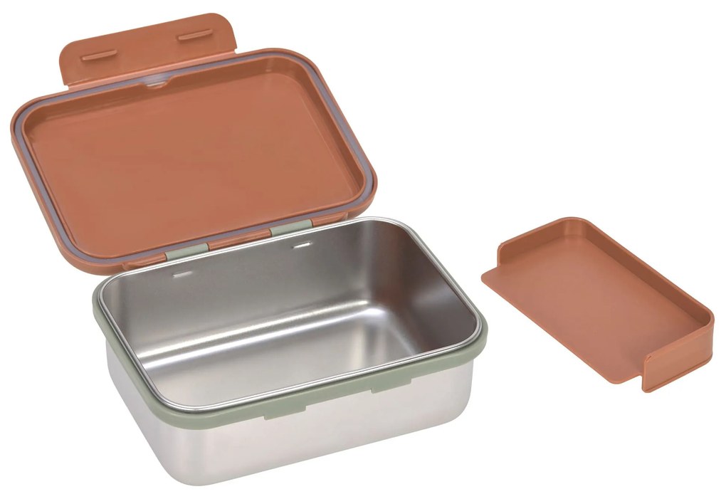 Antikorový desiatový box - Happy Prints caramel