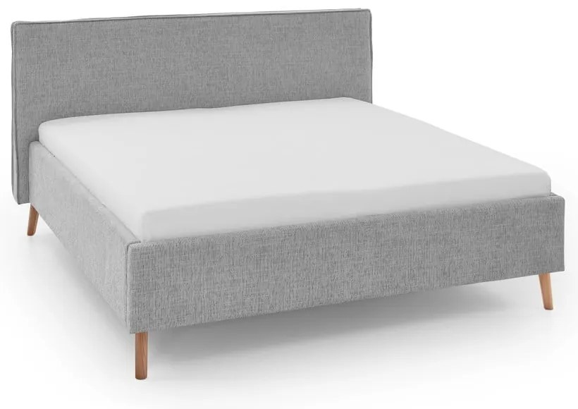 Svetlosivá čalúnená dvojlôžková posteľ s úložným priestorom s roštom 180x200 cm Riva – Meise Möbel