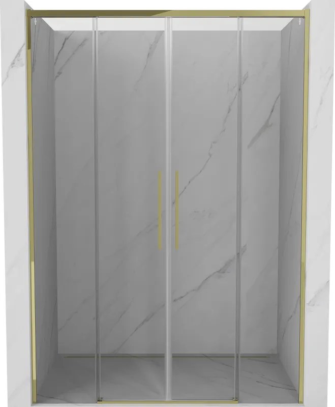 Mexen Rox, posuvné sprchové dvere 160 cm, číre sklo, zlatý profil, 8C2-160-002-50-00