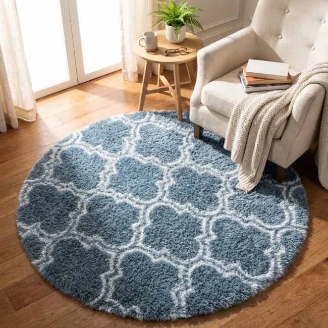 Protišmykový koberec DECOR strieborný kruh