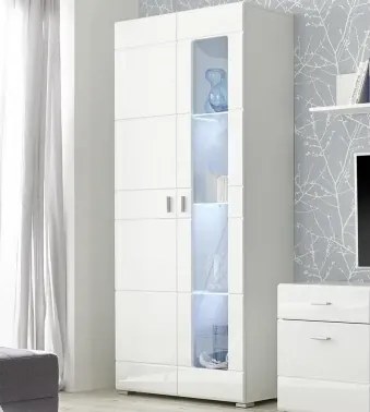 Vysoká vitrína Enrique, biely lesk%