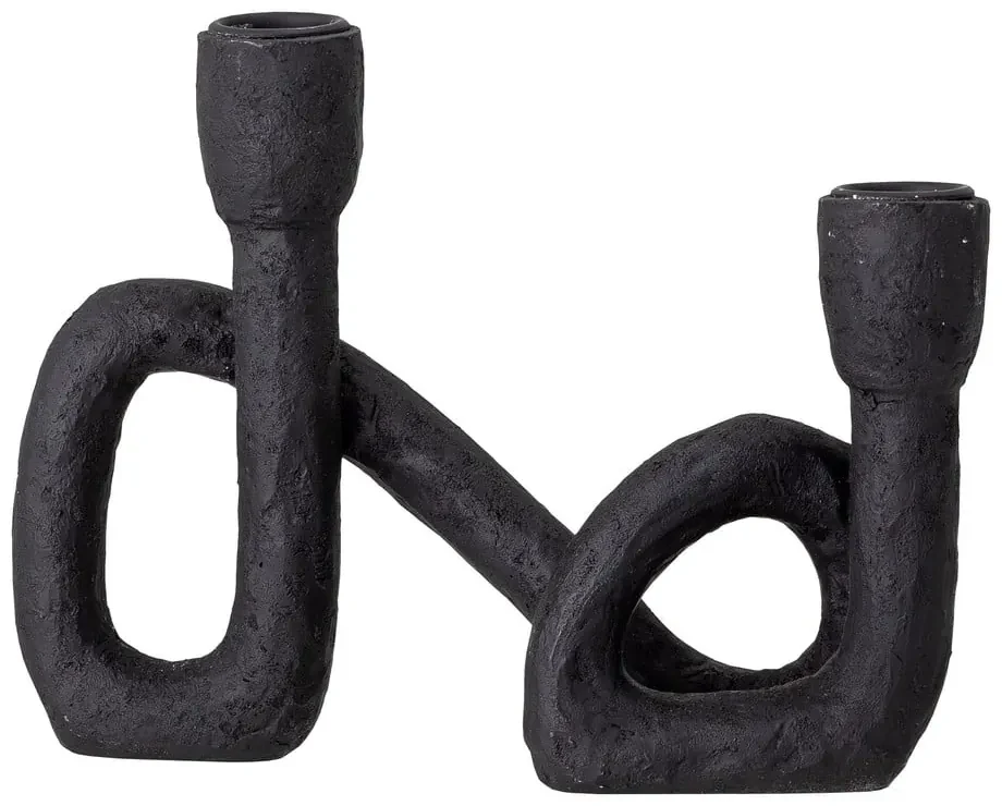 Čierny svietnik Bloomingville Mashel, výška 16,5 cm