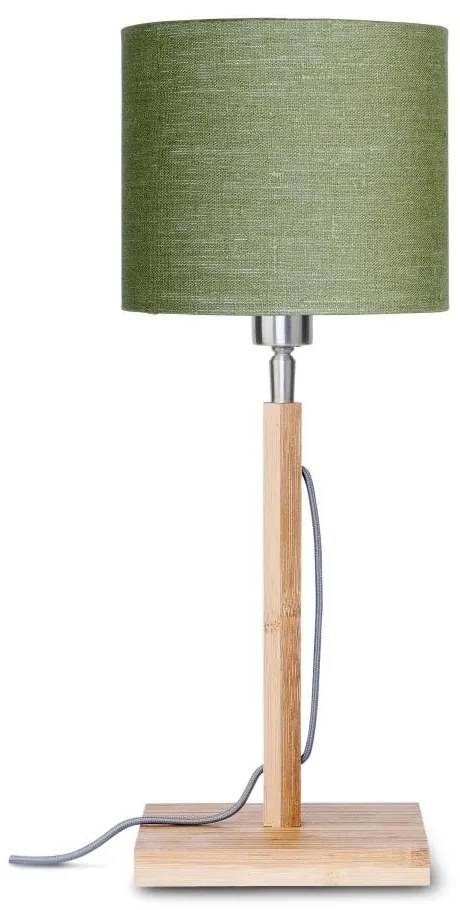 Stolová lampa so zeleným tienidlom a konštrukciou z bambusu Good&Mojo Fuji