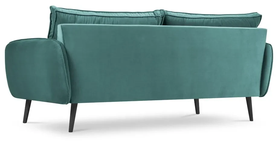 Petrolejovomodrá zamatová pohovka s čiernymi nohami Kooko Home Lento, 198 cm