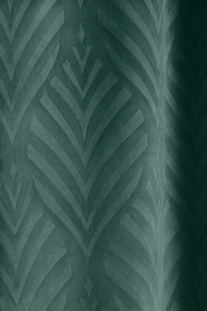 Room99 Hotový záves na páske LEAFLY Velúrový Zatemňovací Farba: Zelená, Veľkosť: 140 x 250 cm