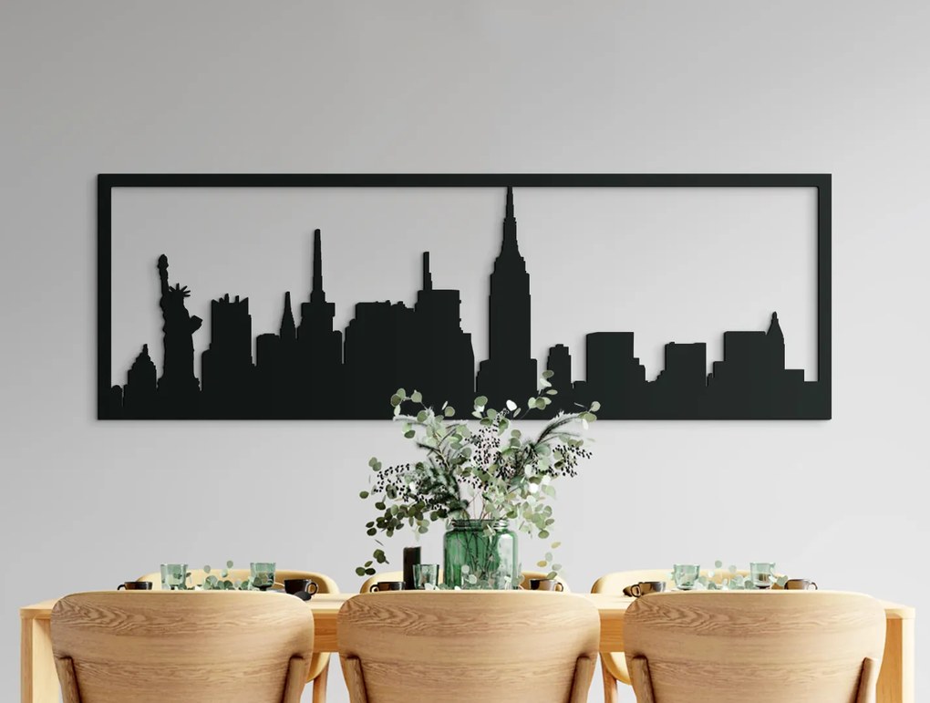 drevko Obraz New York panoráma Rozmer obrazu: 29,5 x 89 cm, Farba dekorácie: Čierna