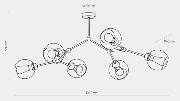 Prisadený luster FAIRY 6xE27/60W/230V čierna