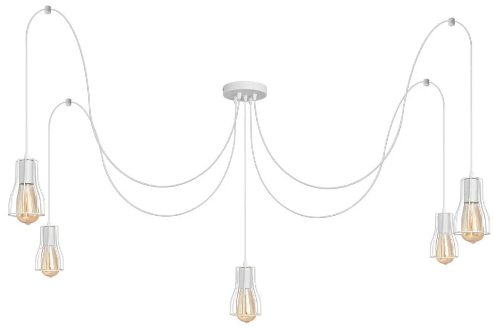 Luster na lanku TUBE LONG 5xE27/10W/230V biela