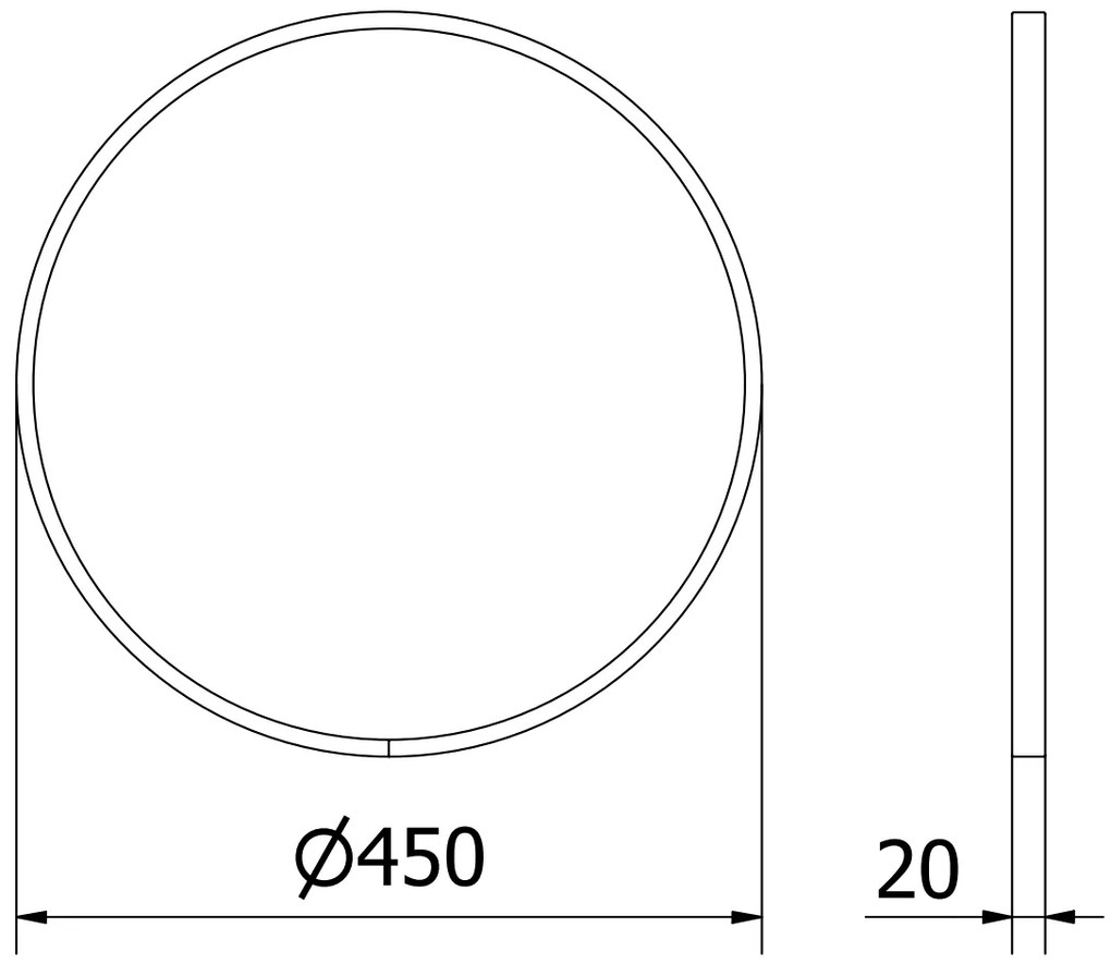 Mexen Loft, okrúhle kúpeľňové zrkadlo 45 cm, farba rámu čierna matná, 9850-045-045-000-70