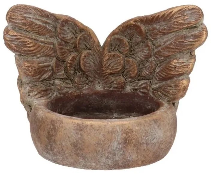 Zlatý antik cementový svietnik anjelské krídla Angel Wings Gold - 11*9*9 cm