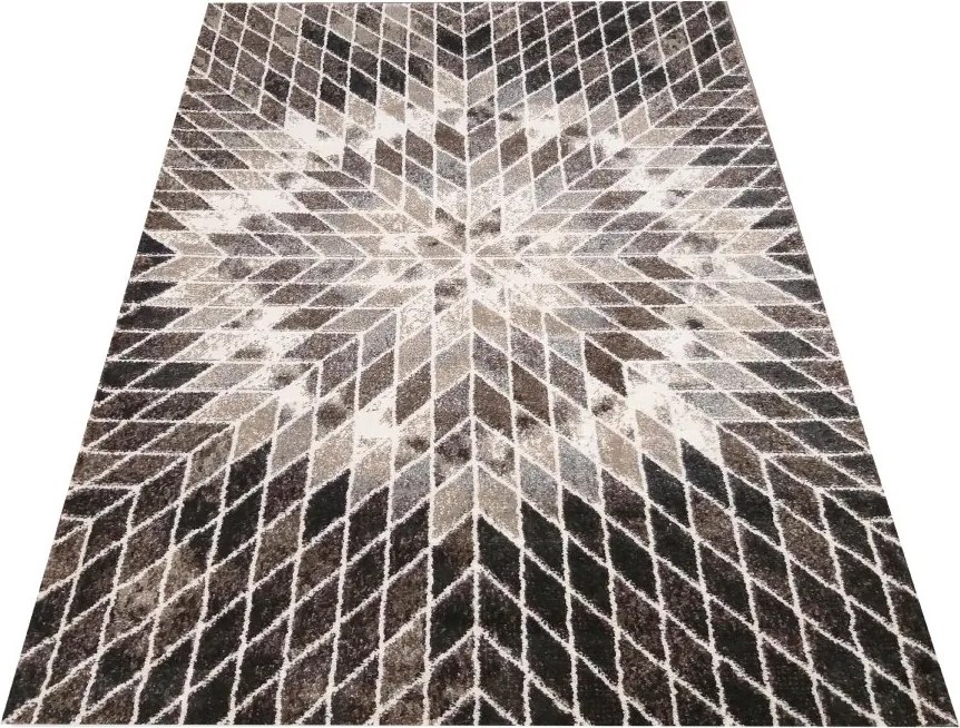DY Hnedý koberec s geometrickým vzorom Panamero 10 Rozmer: 60x100 cm